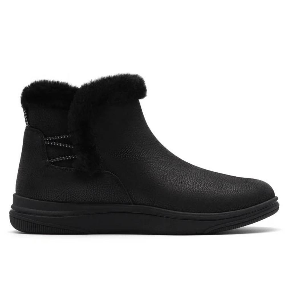 Clarks Breeze Fur Black Faux Fur Trim Ankle Boots Womens Size 7 - Picture 2 of 8
